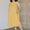 Round Neck Sleeveless Pleated Ochre Yellow Dress with Embroidery