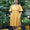 V Neck Box Pleated Ochre Yellow Dress